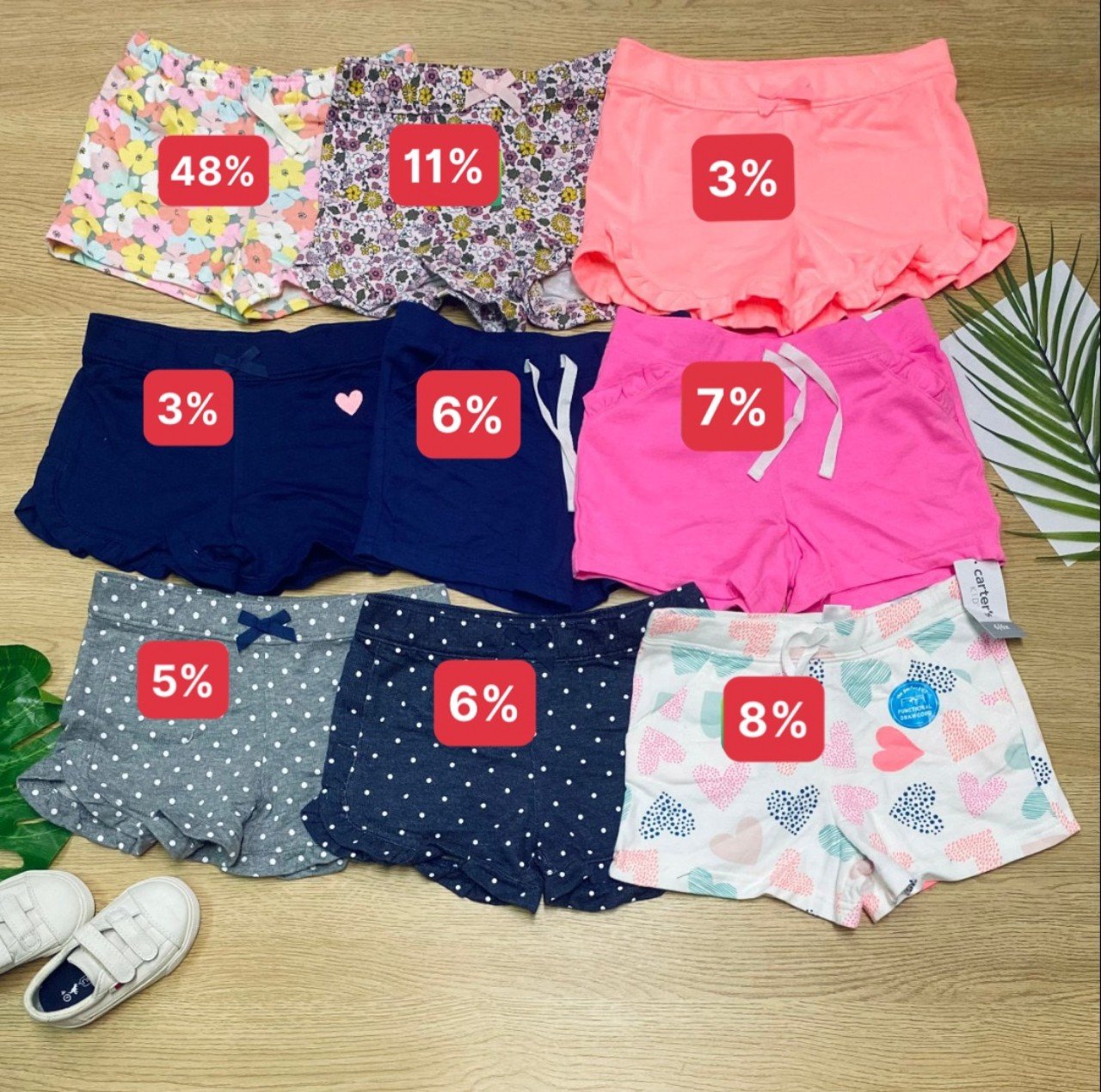 Set 2 quần short da cá Carter bé gái, size 3y - 14y Cambo xuất xịn0