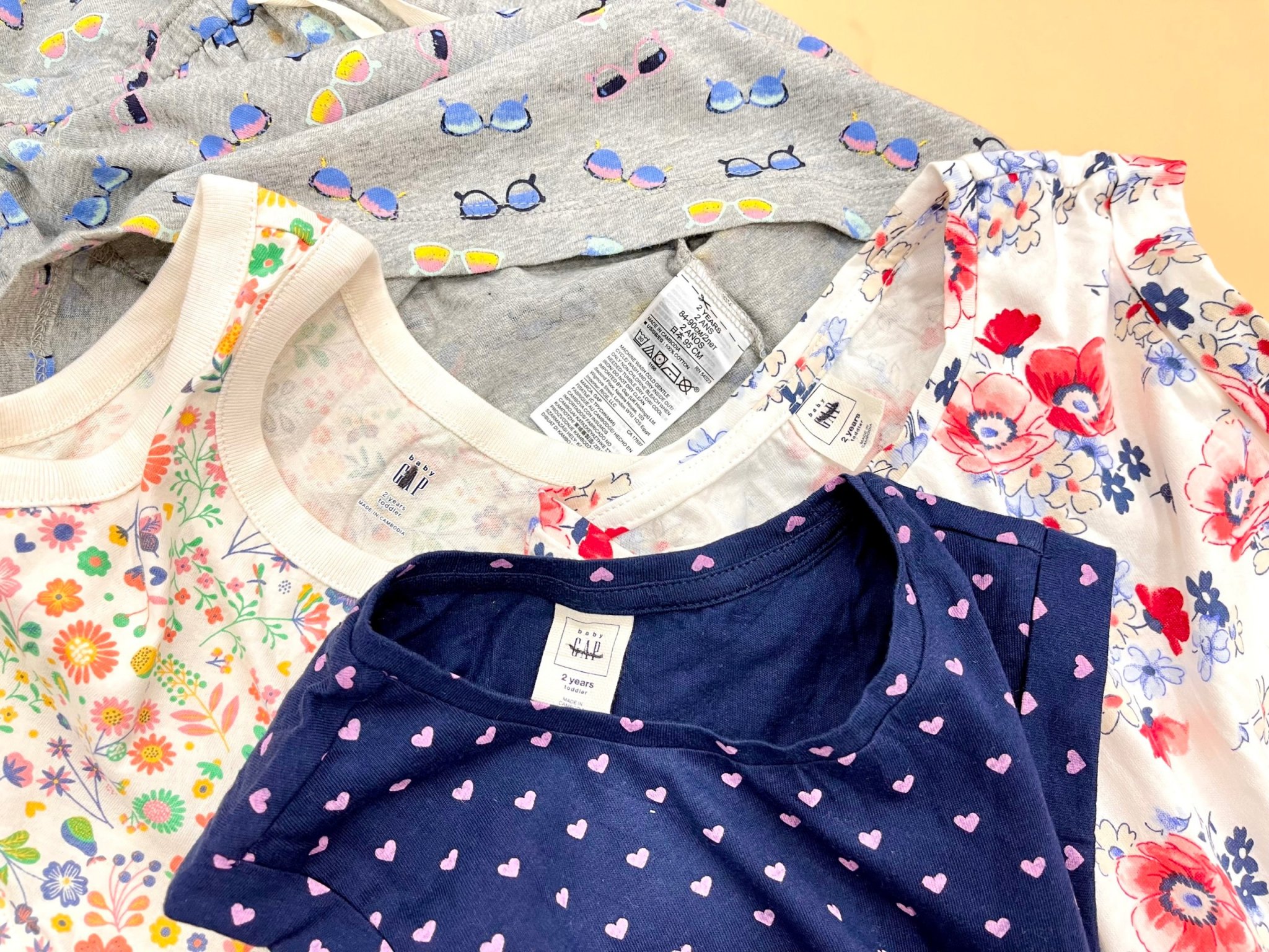 Set 2 đầm thun sát nách / tay ngắn in họa tiết toàn phần Baby Gap, size 6/12M - 5T. Cambodia xuất xịn10