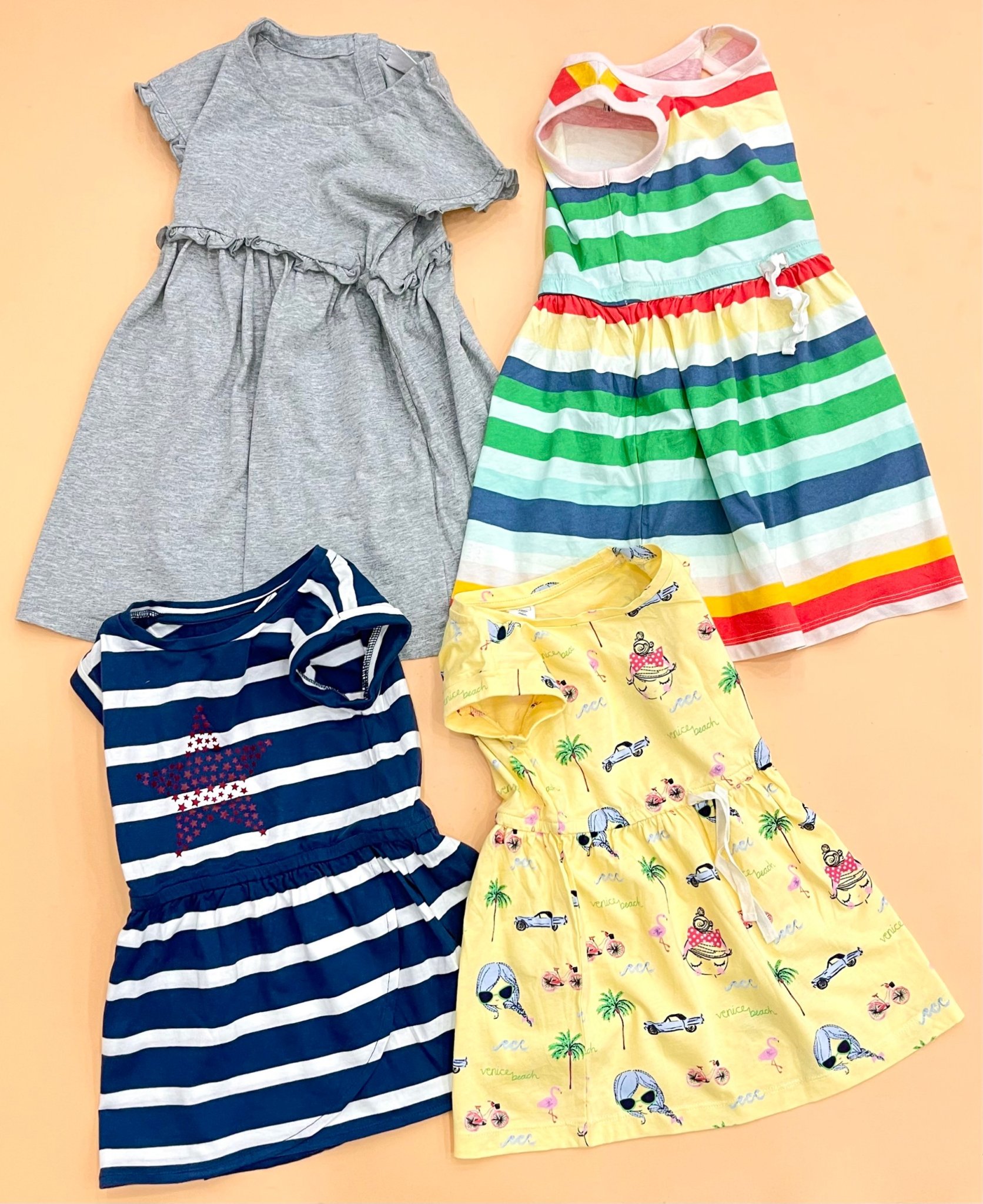 Set 2 đầm thun sát nách / tay ngắn in họa tiết toàn phần Baby Gap, size 6/12M - 5T. Cambodia xuất xịn16