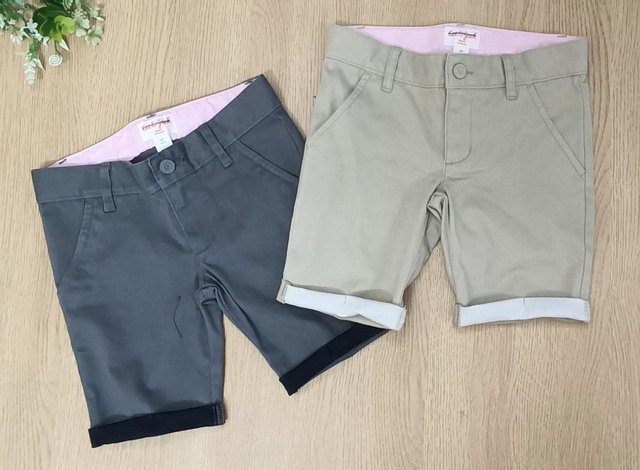 Set 2 quần short kaki lật lai bé trai Catjack size 12m - 5y VN xuất xịn10