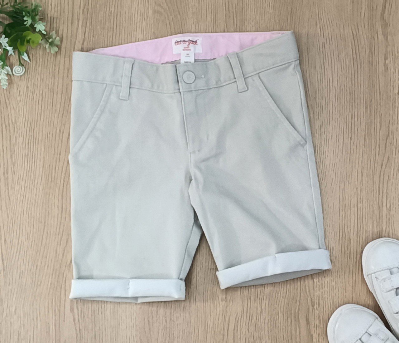 Set 2 quần short kaki lật lai bé trai Catjack size 12m - 5y VN xuất xịn8