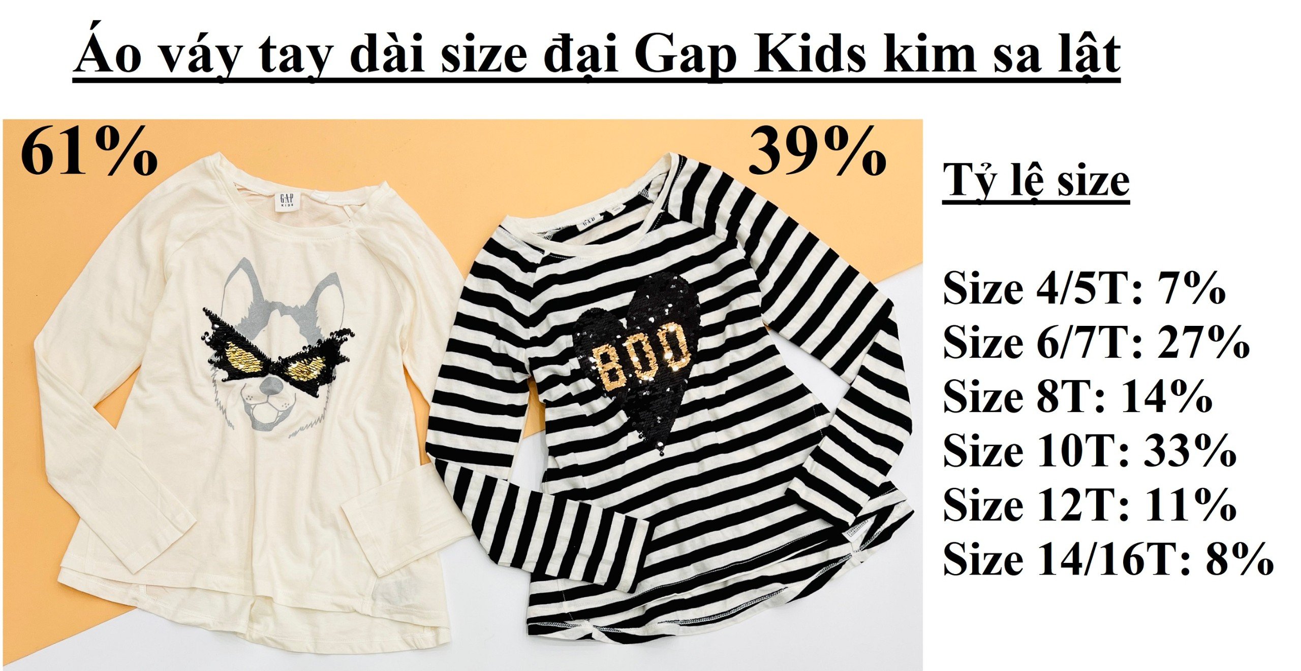 Áo váy tay dài size đại GapKids kim sa lật3