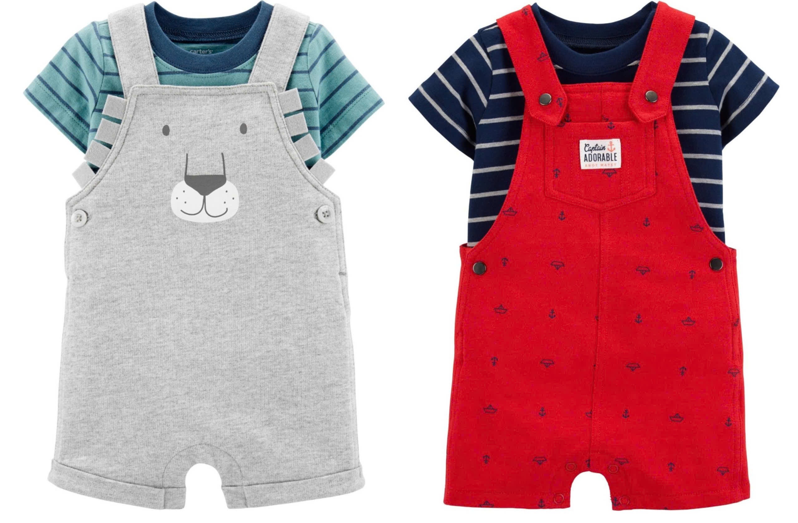 Set áo thun tay ngắn + quần yếm bé trai Carter, size 3M - 24M. Cambodia xuất xịn18