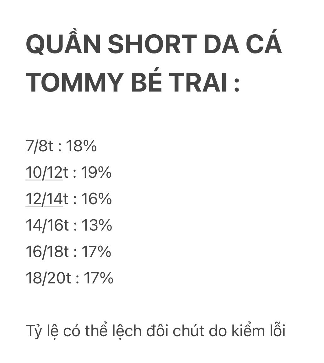 Quần short da cá bé trai Tommy, size 7/8-18/20y. Size lớn bố con mặc cặp rất đẹp10