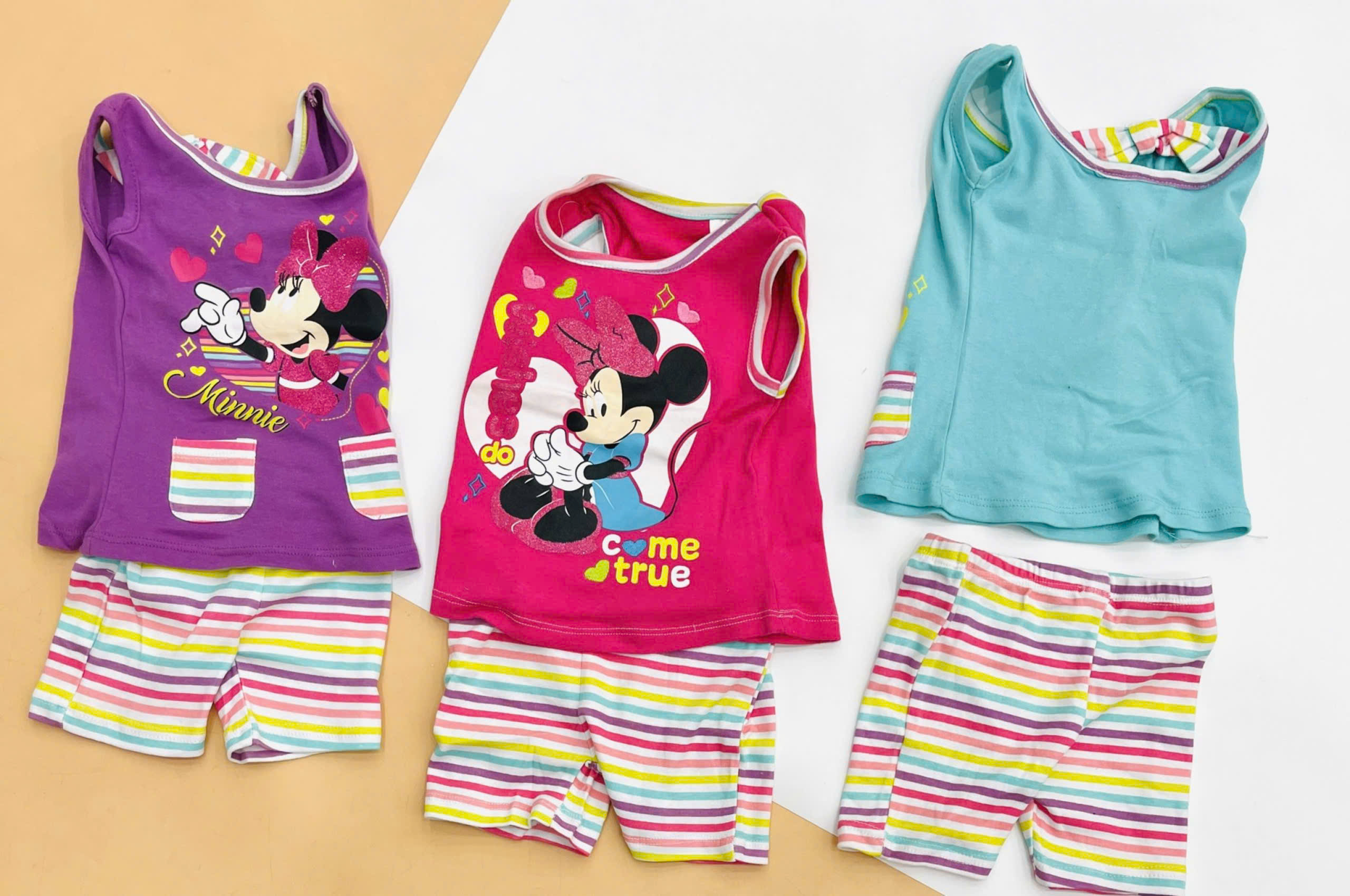 Bộ thun đùi sát nách bé gái Disney , size 6M - 24M ( form to ). TQXK dư xịn