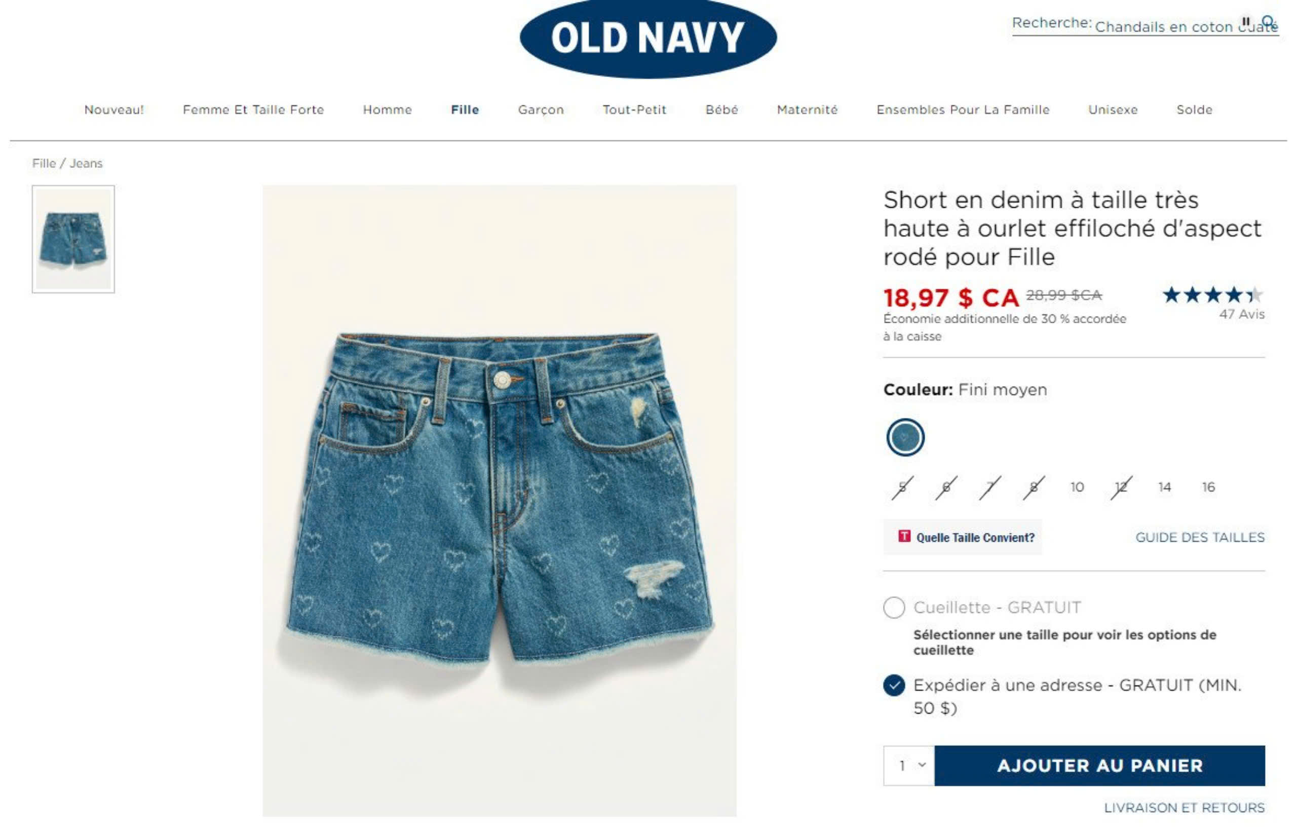 Quần short jean wax bạc size đại bé gái Old Navy, size 5T - 16T. Cambodia xuất xịn1