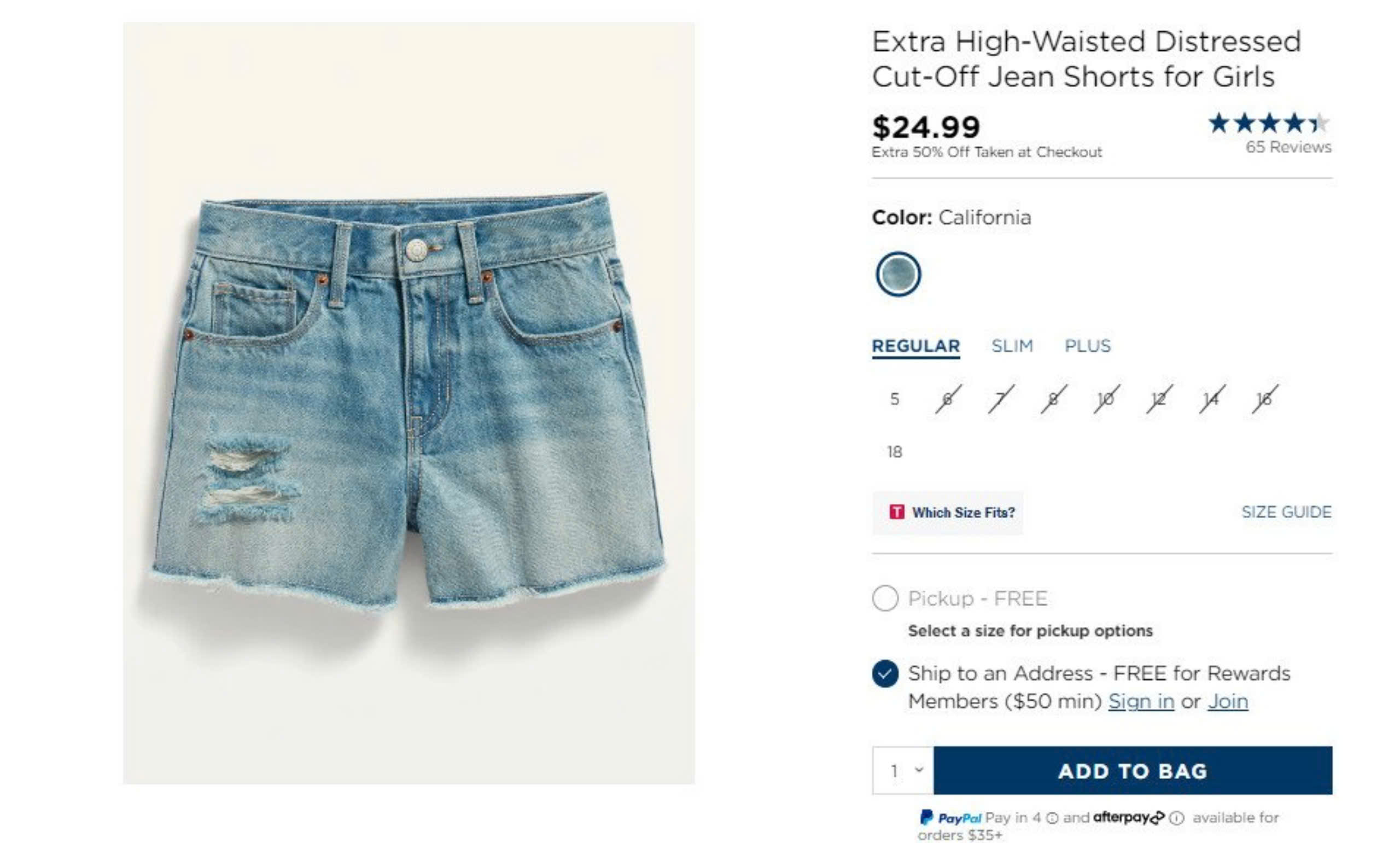 Quần short jean wax bạc size đại bé gái Old Navy, size 5T - 16T. Cambodia xuất xịn6