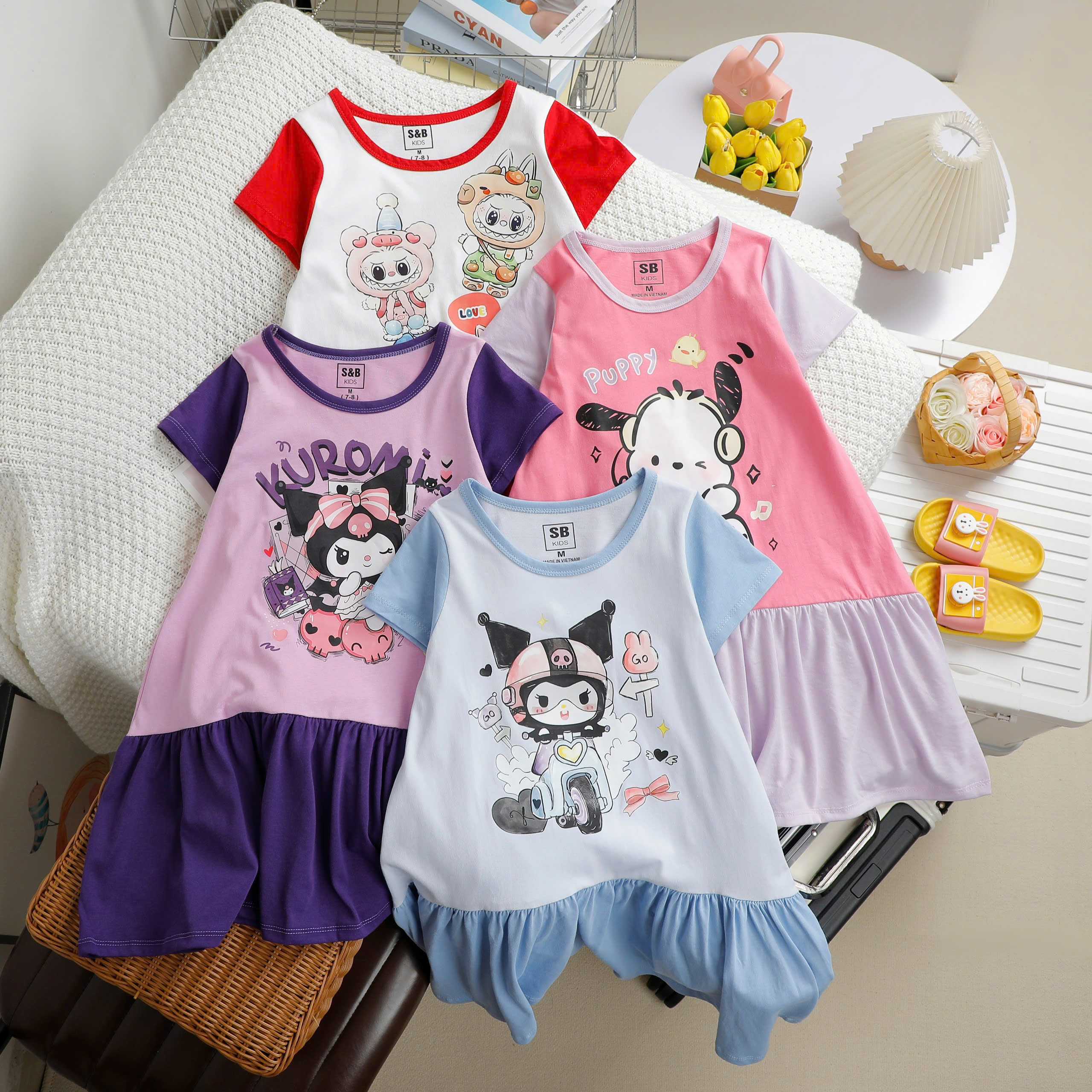 ĐẦM THUN SB KIDS PHỐI MÀU ĐUÔI CÁ  Size từ XS đến XL1