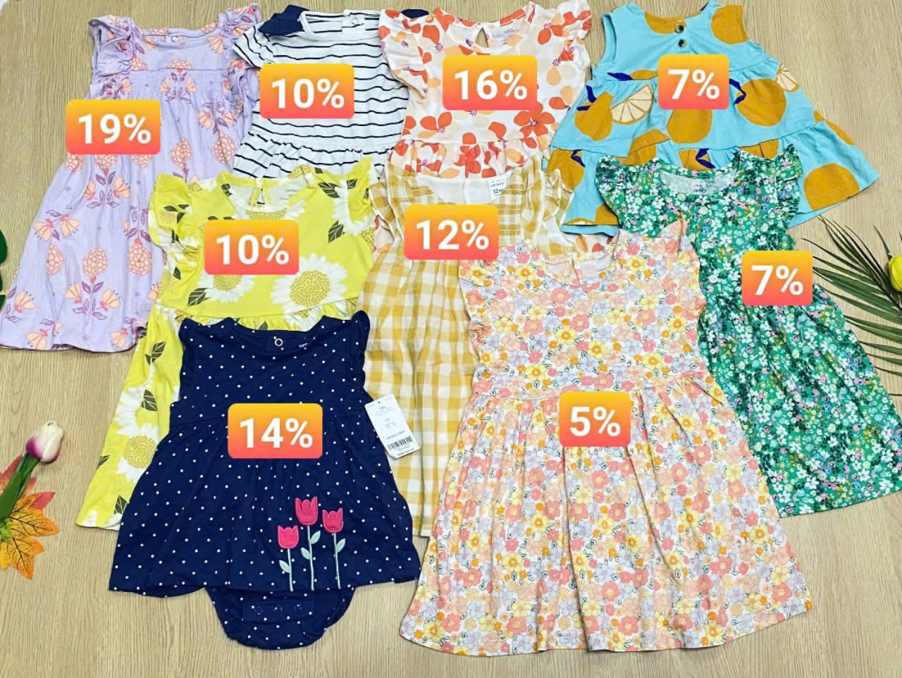 Set 2 đầm Carter tay cánh tiên size 3 - 24m Cambo xuất xịn11