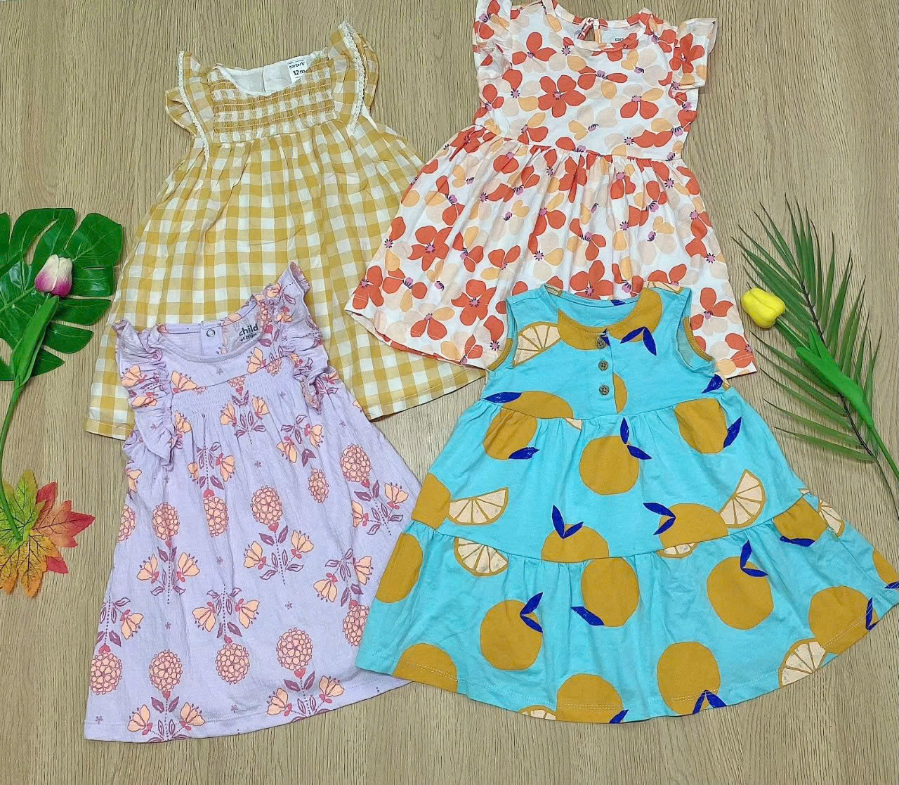 Set 2 đầm Carter tay cánh tiên size 3 - 24m Cambo xuất xịn0