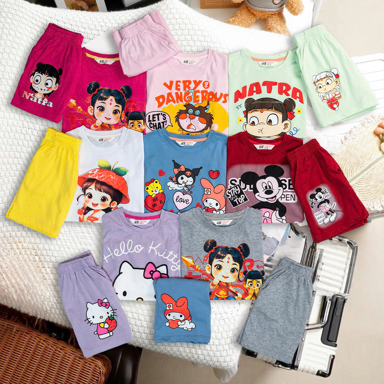 Bộ bé gái coton size đại 4-16  chất coton xuất dư 100% mịn mát, hình in mềm mại không bong tróc.