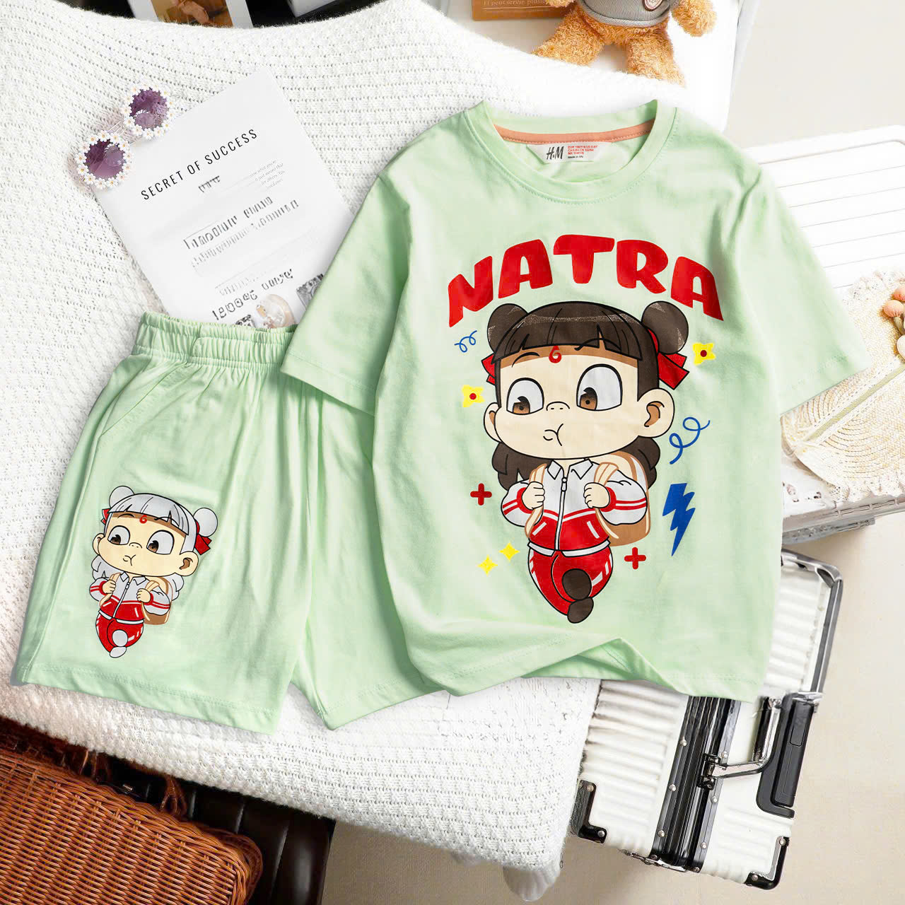 Bộ bé gái coton size đại 4-16  chất coton xuất dư 100% mịn mát, hình in mềm mại không bong tróc.8