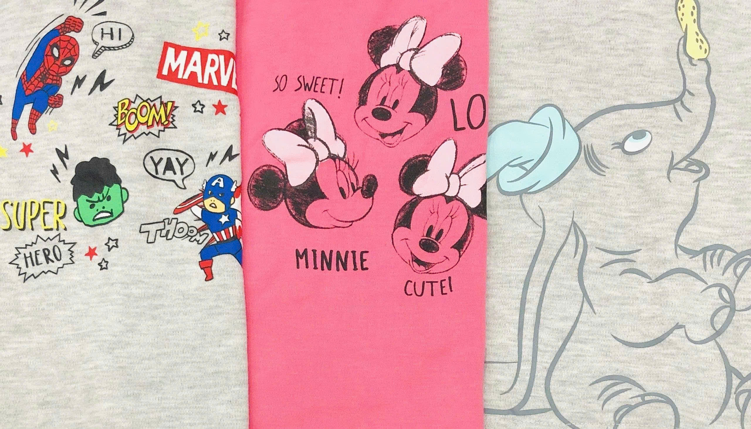 Set bộ thun bé trai + bé gái Disney + Marvel, size 0/3M - 2T (form to) . TQXK dư xịn5