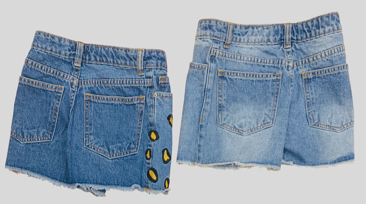 Quần jean thêu đắp nổi hoa + họa tiết beo size đại bé gái Zara , size 6T - 10T. Cambodia xuất xịn11