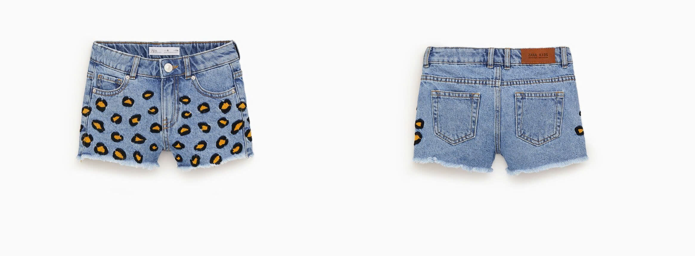 Quần jean thêu đắp nổi hoa + họa tiết beo size đại bé gái Zara , size 6T - 10T. Cambodia xuất xịn3