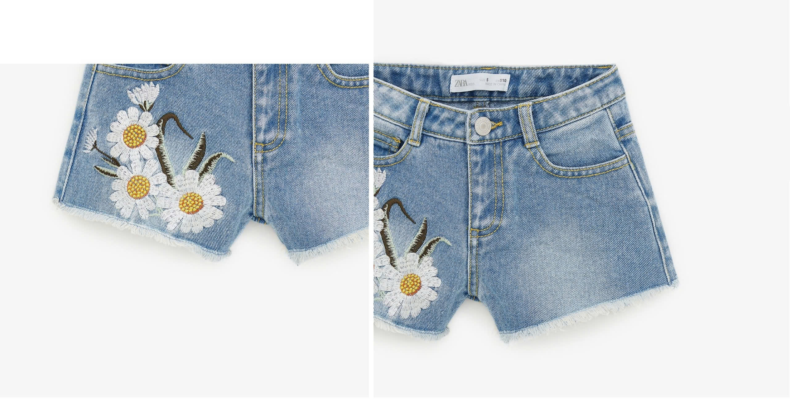Quần jean thêu đắp nổi hoa + họa tiết beo size đại bé gái Zara , size 6T - 10T. Cambodia xuất xịn14