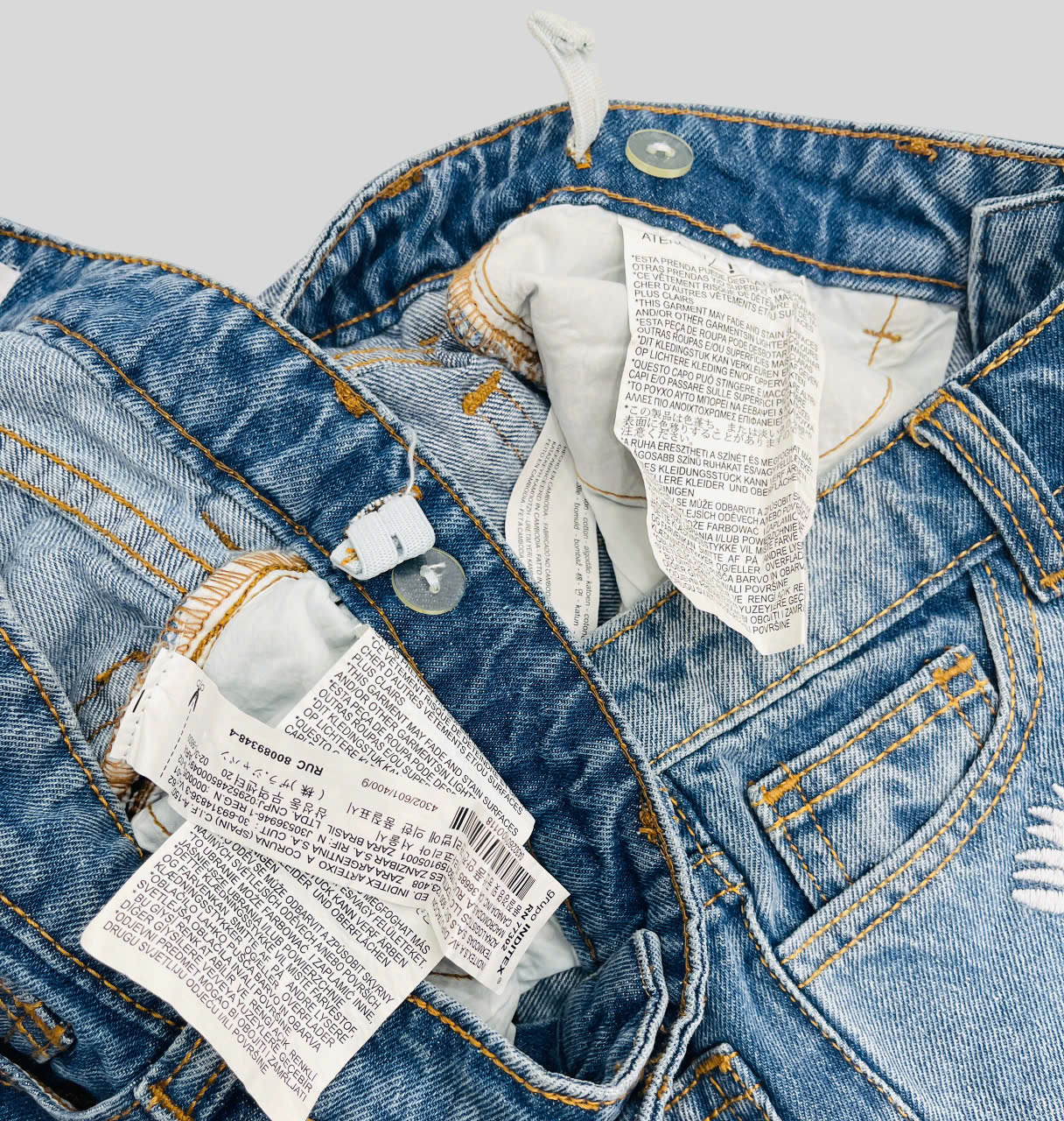 Quần jean thêu đắp nổi hoa + họa tiết beo size đại bé gái Zara , size 6T - 10T. Cambodia xuất xịn6