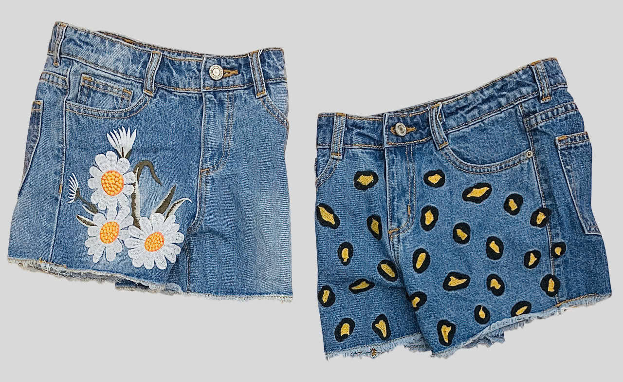 Quần jean thêu đắp nổi hoa + họa tiết beo size đại bé gái Zara , size 6T - 10T. Cambodia xuất xịn12