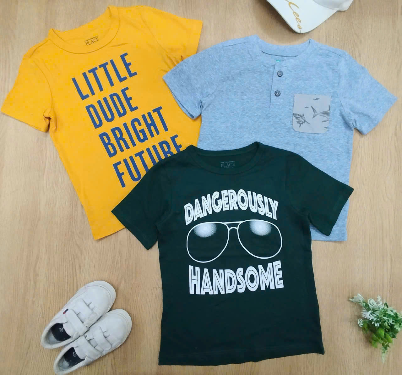 Set 3 áo Place + Garamianl bé trai tay ngắn size 12/18m - 5y xuất xịn0