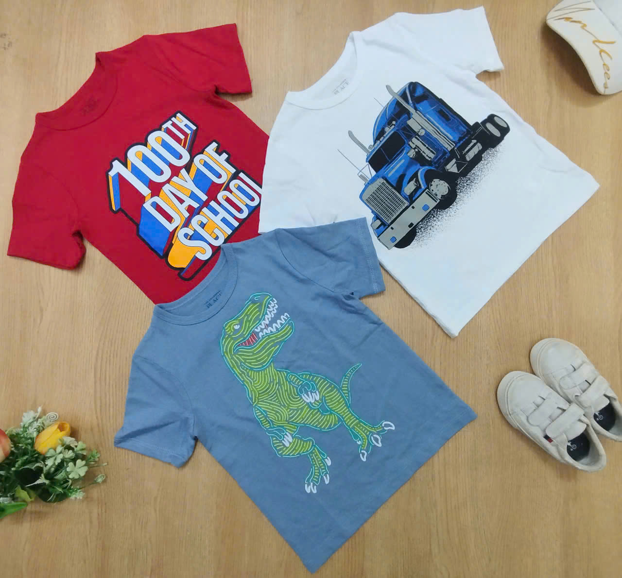 Set 3 áo Place + Garamianl bé trai tay ngắn size 12/18m - 5y xuất xịn5