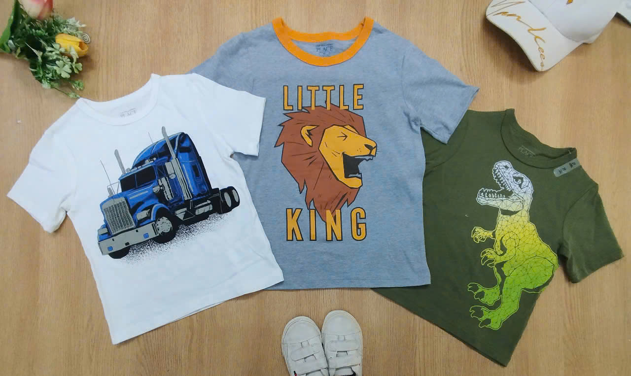Set 3 áo Place + Garamianl bé trai tay ngắn size 12/18m - 5y xuất xịn12