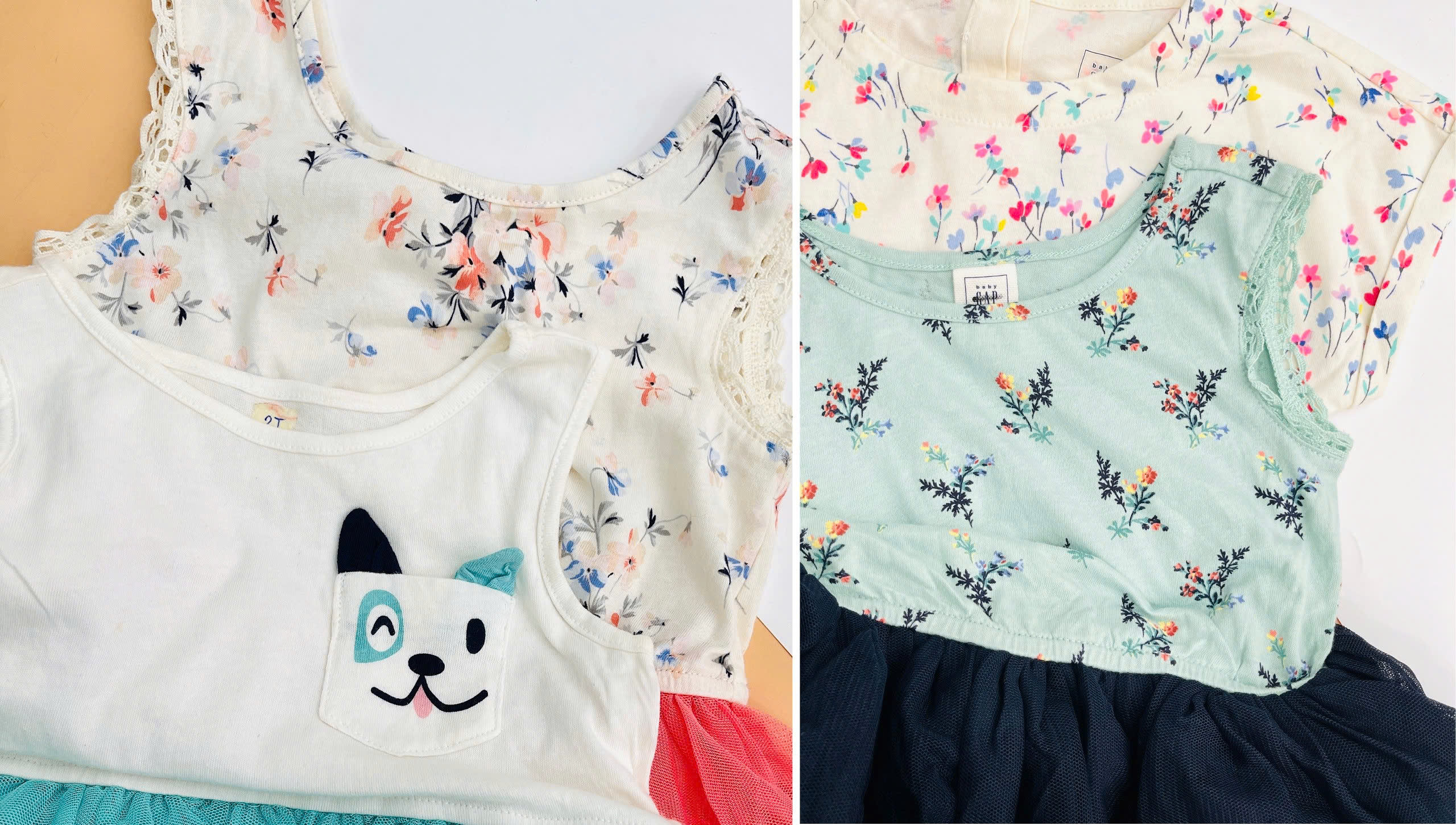 Đầm thun phối chân váy voan Baby Gap, size 6/12M - 5T. Cambodia xuất xịn.15