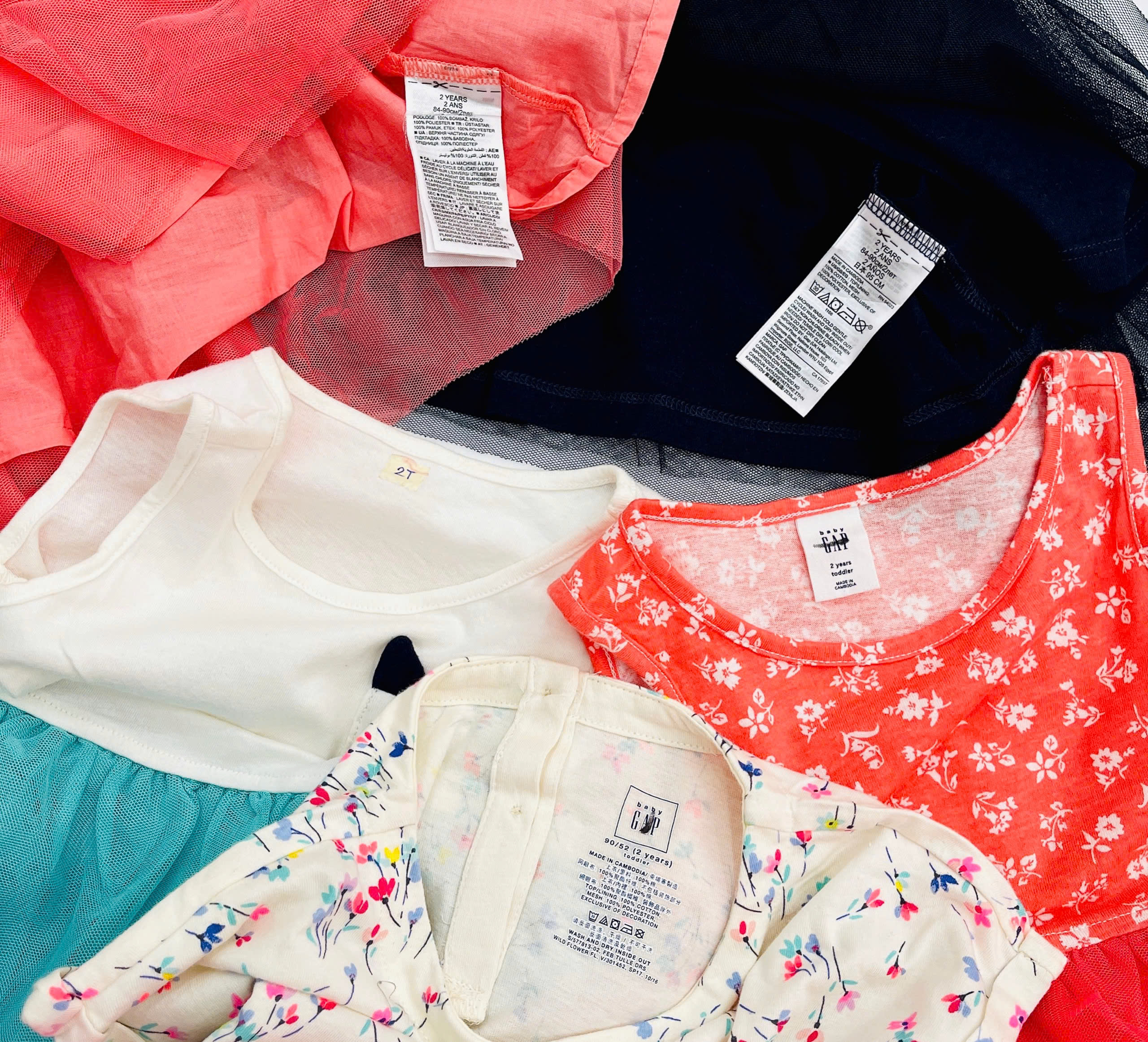 Đầm thun phối chân váy voan Baby Gap, size 6/12M - 5T. Cambodia xuất xịn.4