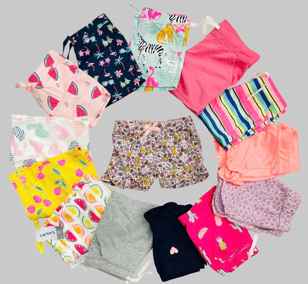 Set 2 Quần short thun da cá bé gái Carter , size 3M - 14T. Cambodia xuất xịn17