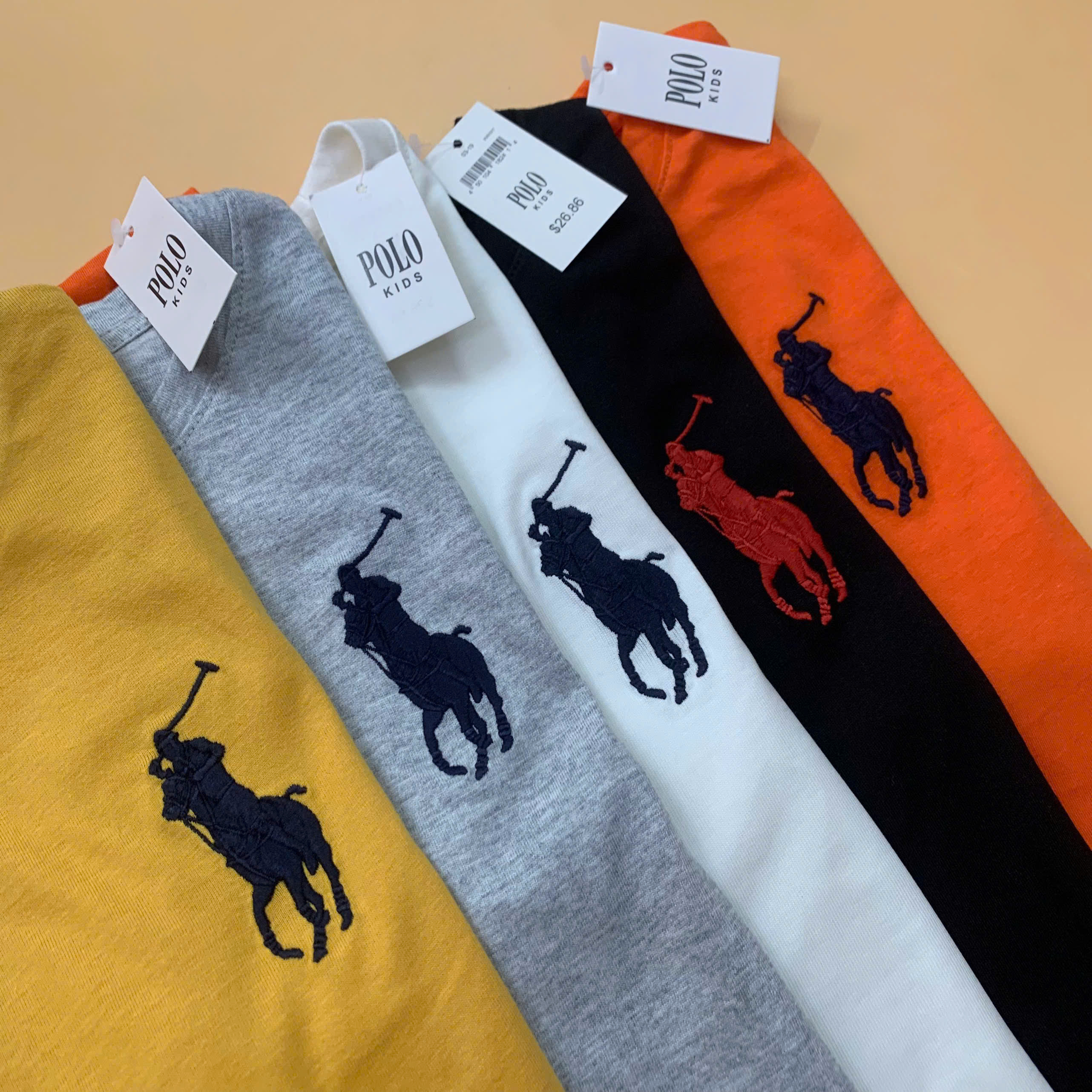 Set 3 cái áo thun bé trai polo thêu logo và tay 6 size XS-XXL (23-50kg)9