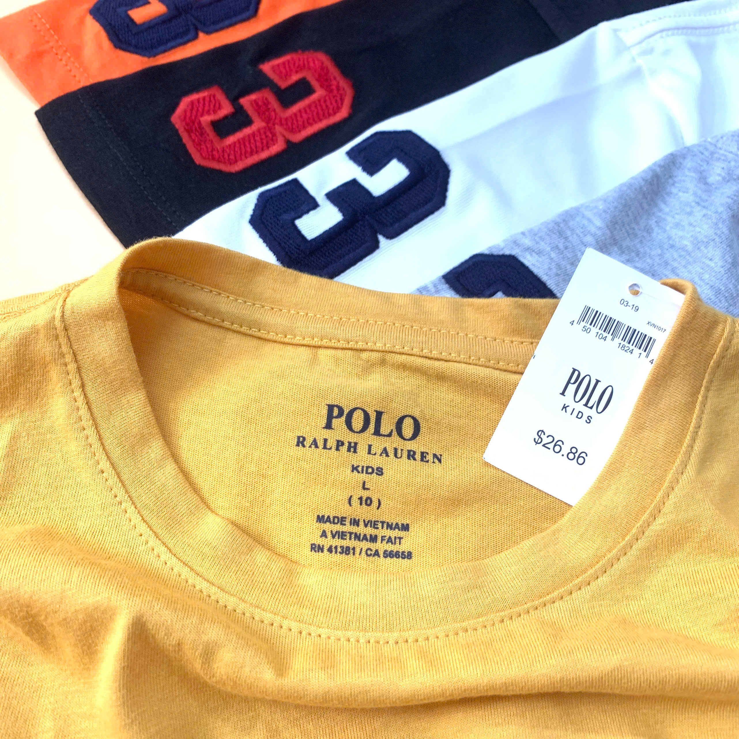 Set 3 cái áo thun bé trai polo thêu logo và tay 6 size XS-XXL (23-50kg)2