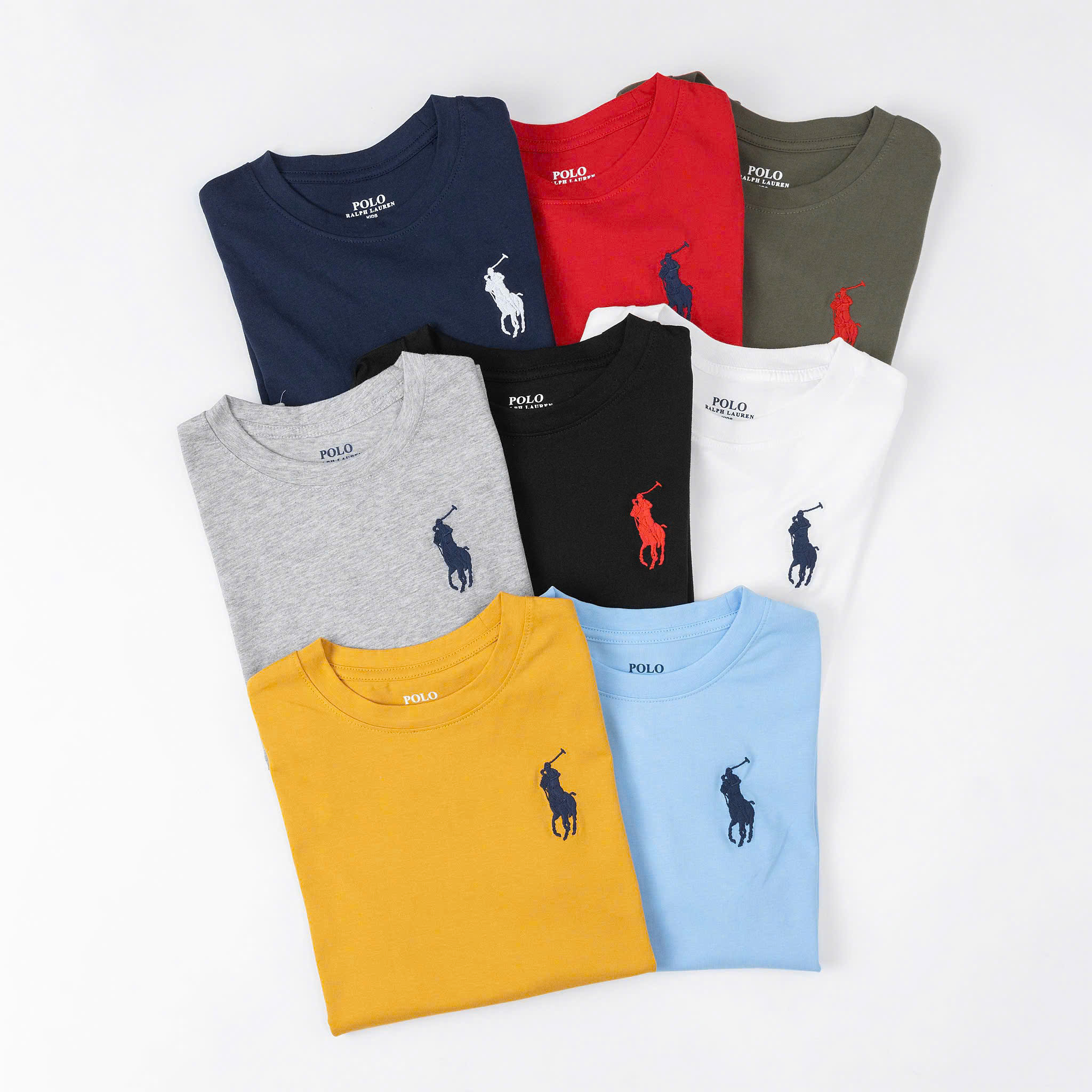 Set 3 cái áo thun bé trai polo thêu logo và tay 6 size XS-XXL (23-50kg)