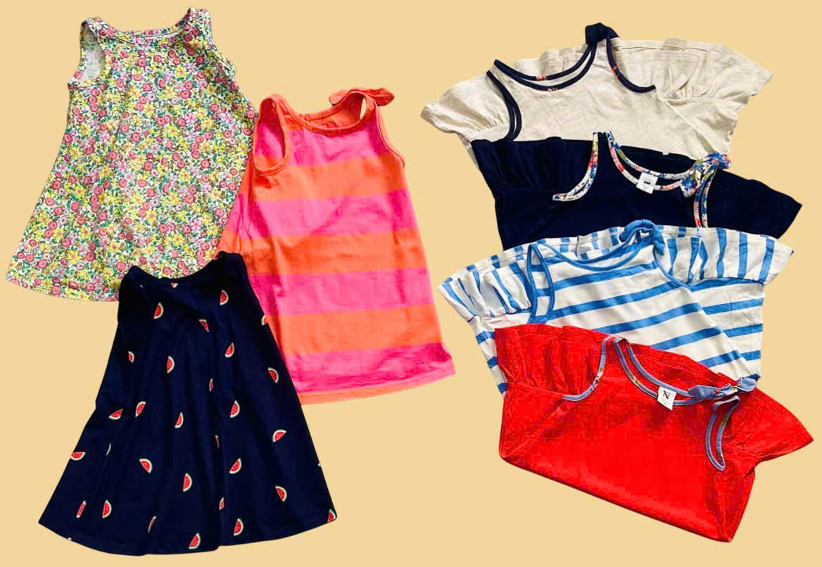 Set 2 đầm thun form babydoll vai nơ hiệu Baby Gap, size 6/12M - 5T. Cambodia xuất xịn8
