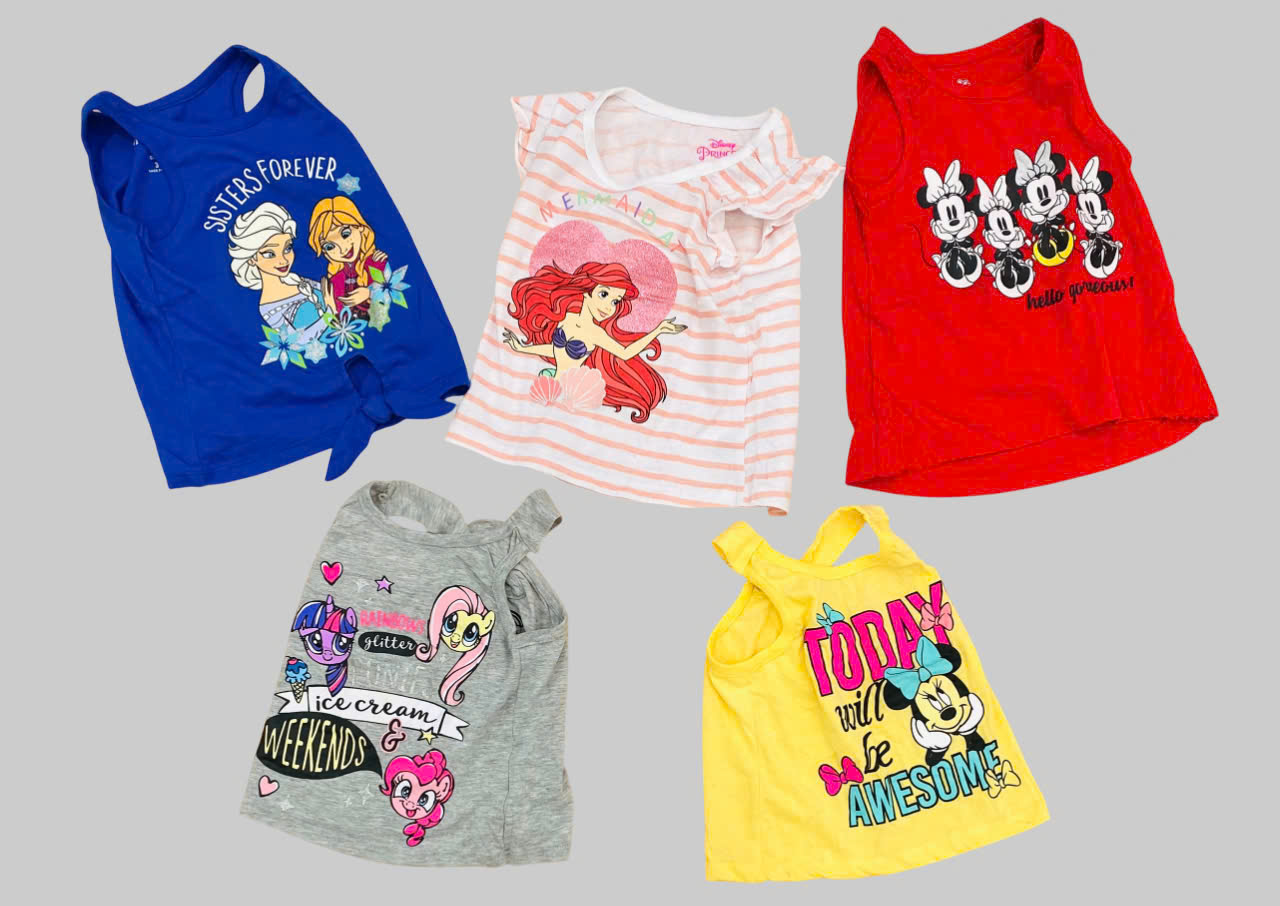 Set 3 áo thun sát nách bé gái in hình Disney . Size 12M - 6/6X. TQXK dư xịn11
