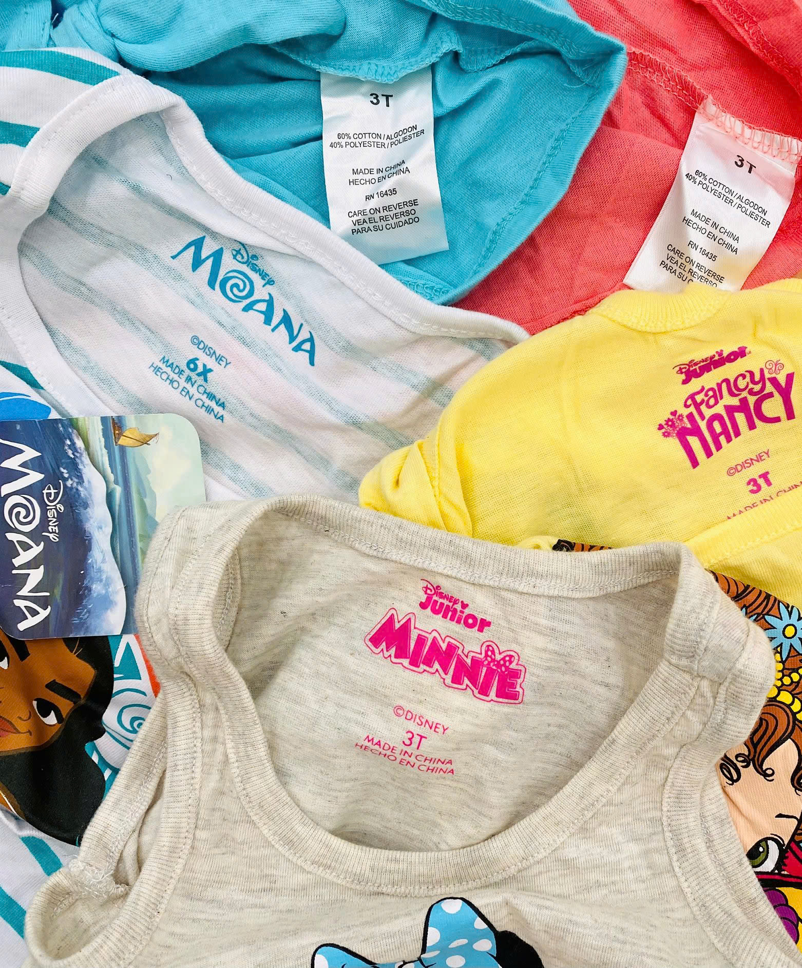 Set 3 áo thun sát nách bé gái in hình Disney . Size 12M - 6/6X. TQXK dư xịn10