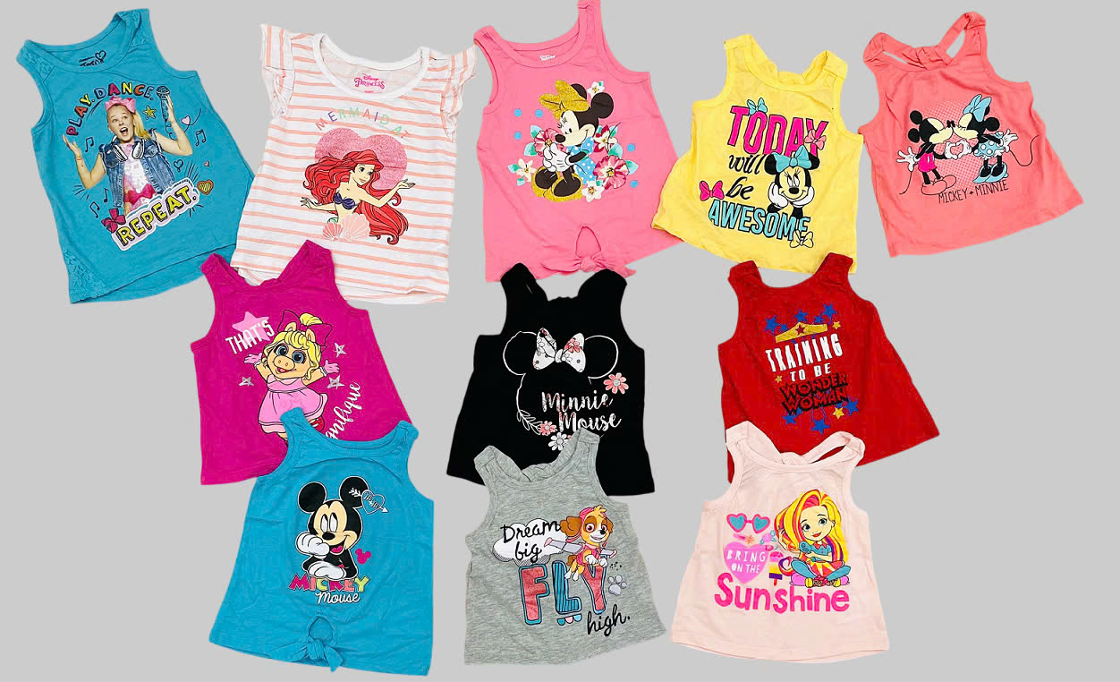 Set 3 áo thun sát nách bé gái in hình Disney . Size 12M - 6/6X. TQXK dư xịn18