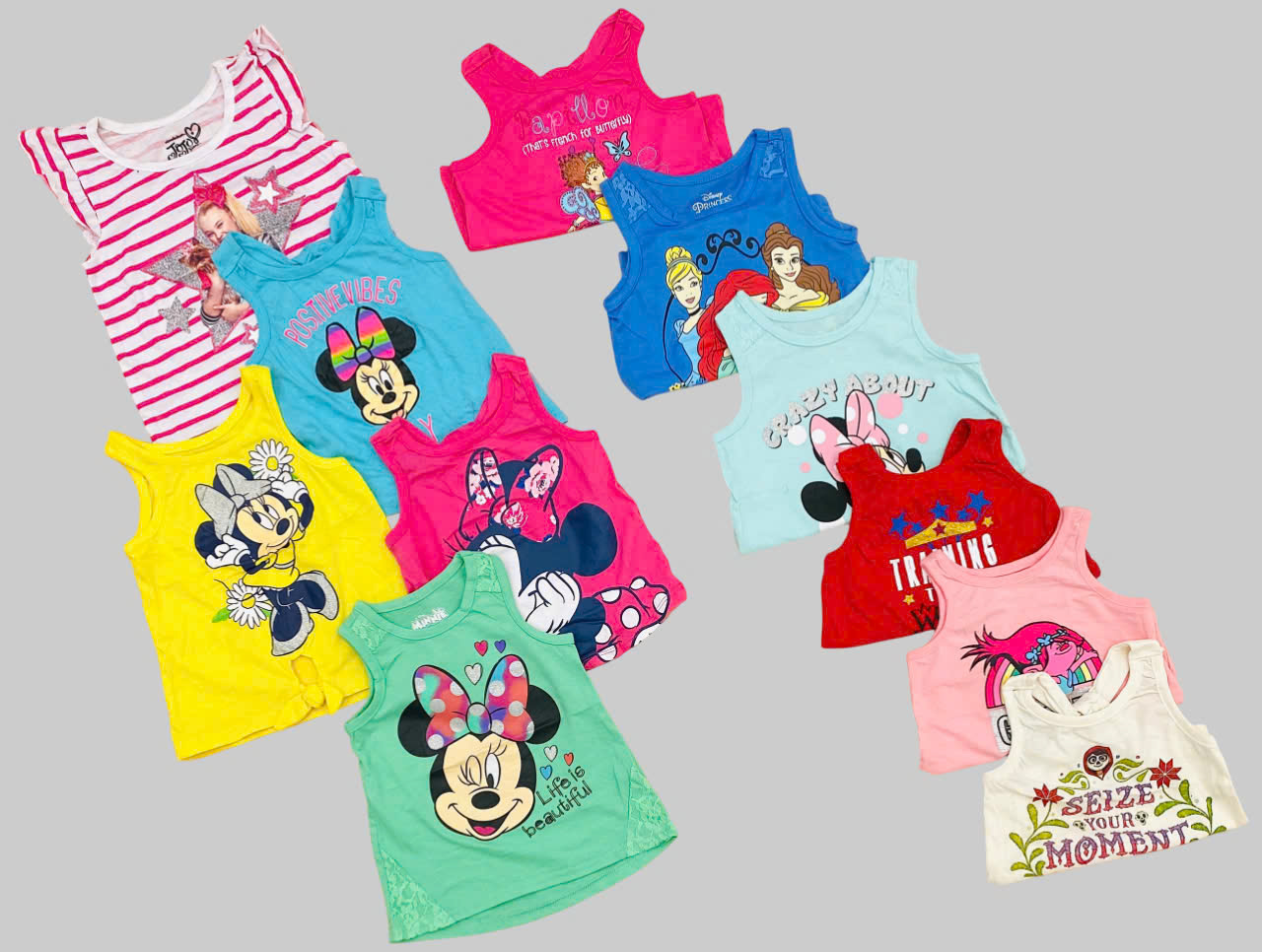 Set 3 áo thun sát nách bé gái in hình Disney . Size 12M - 6/6X. TQXK dư xịn12