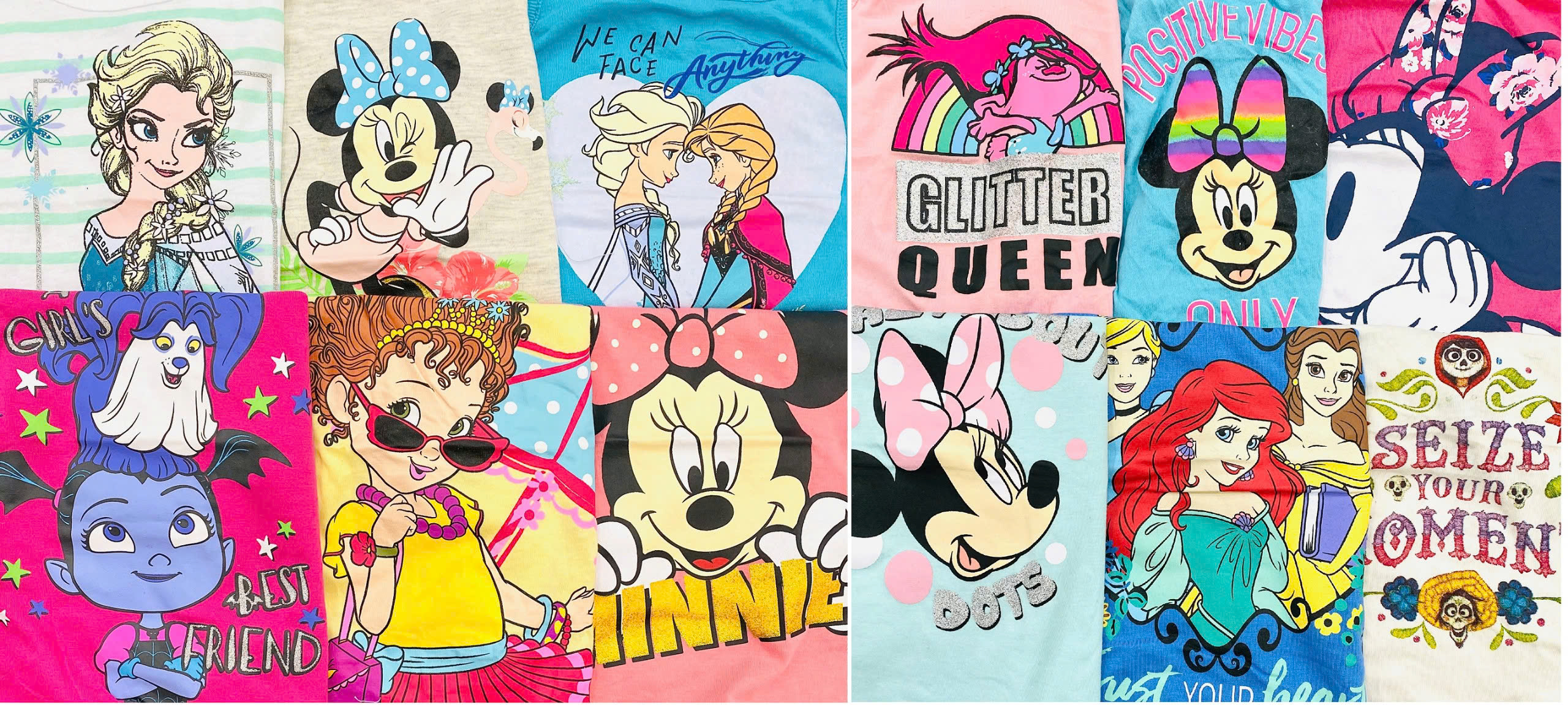 Set 3 áo thun sát nách bé gái in hình Disney . Size 12M - 6/6X. TQXK dư xịn13