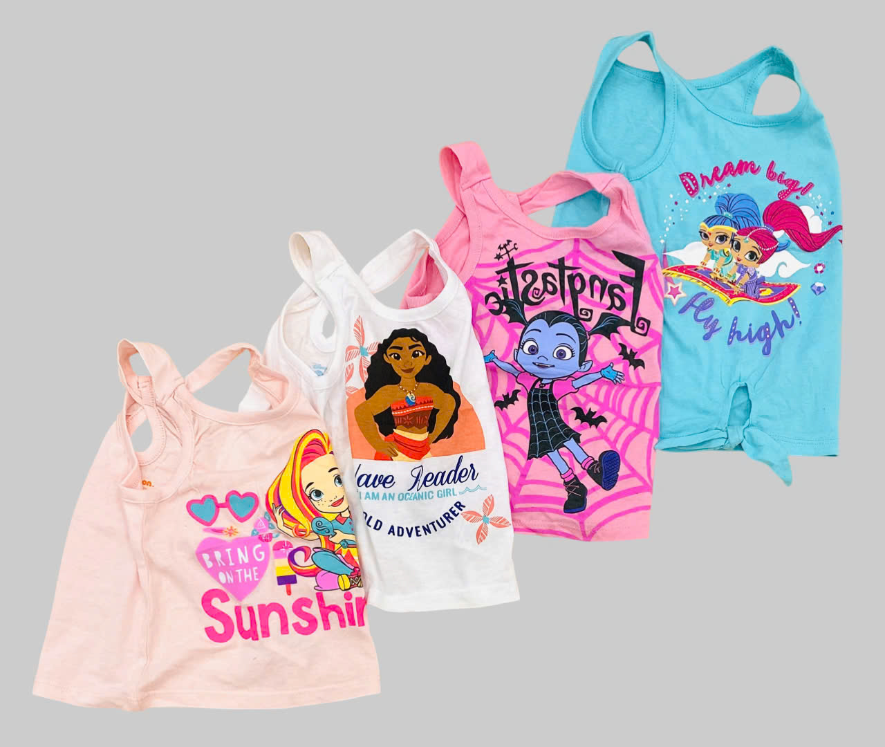 Set 3 áo thun sát nách bé gái in hình Disney . Size 12M - 6/6X. TQXK dư xịn3