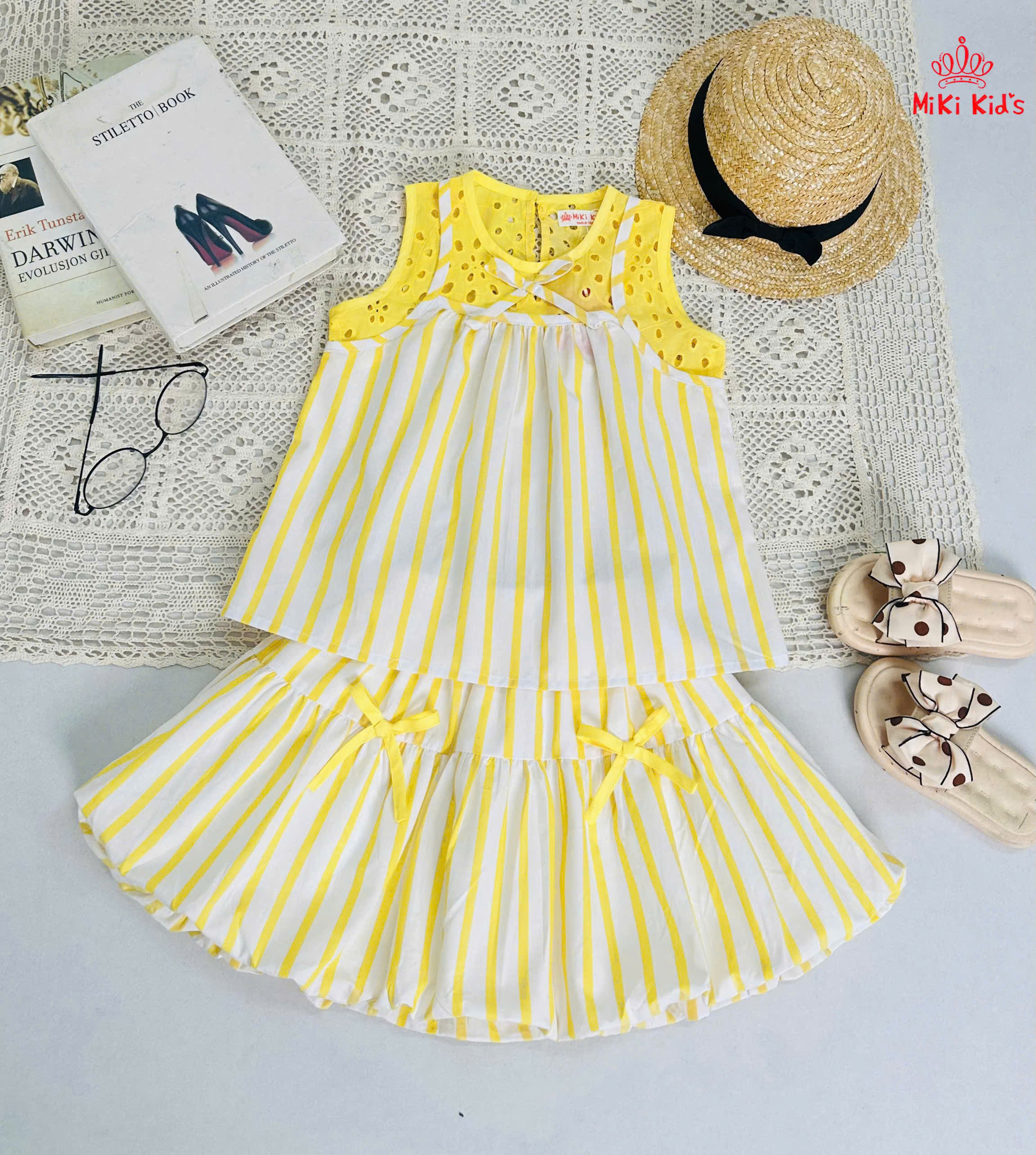 Set váy bí sọc phối áo xô thêu xinh yêu vô cùng - xịn sò nhất luôn5