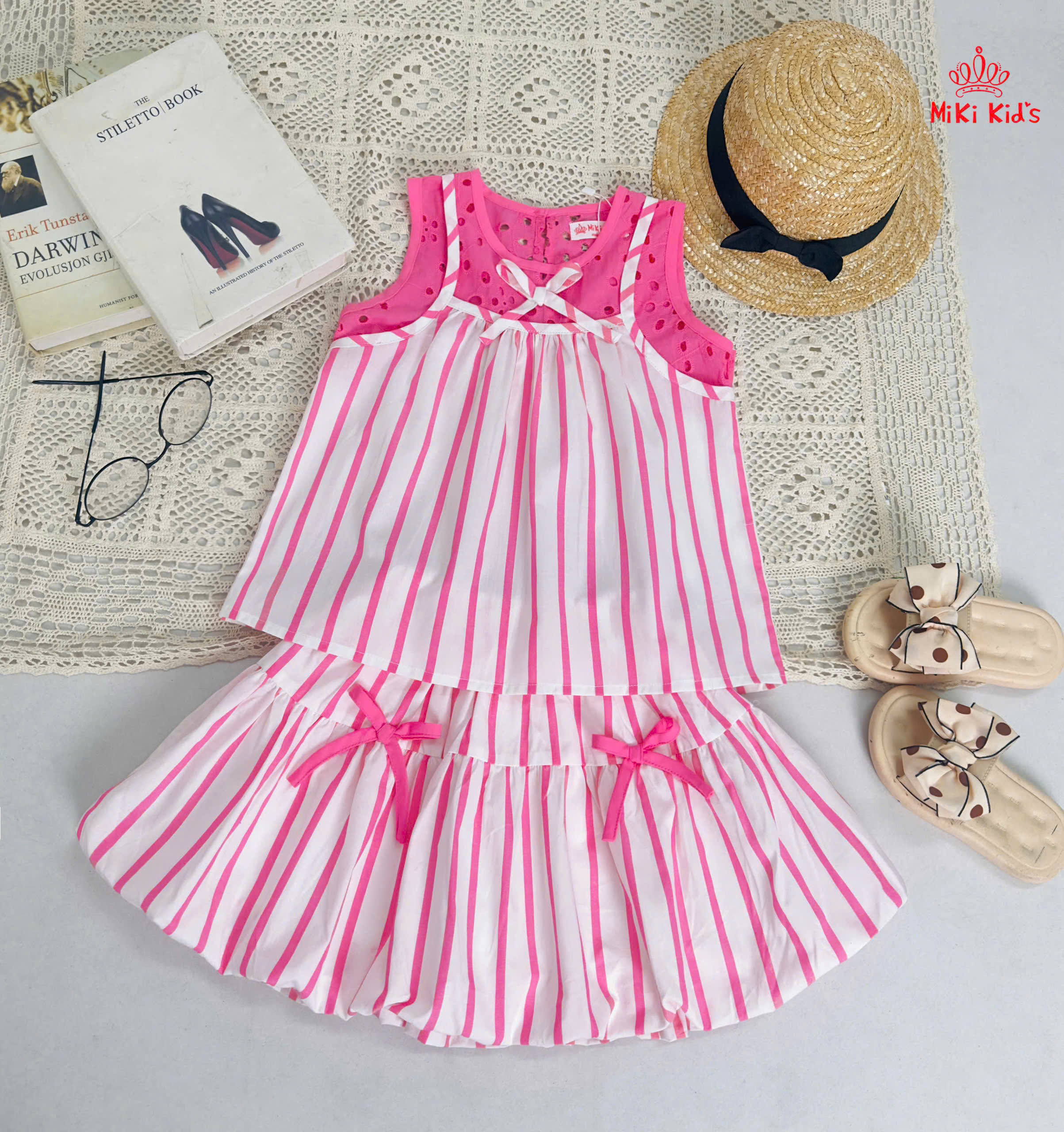 Set váy bí sọc phối áo xô thêu xinh yêu vô cùng - xịn sò nhất luôn4